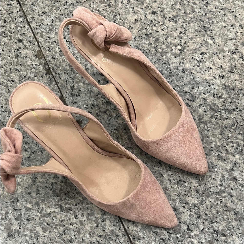 Elegant Pink Suede Slingback Heels